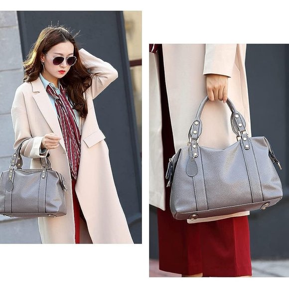 Women Vegan Leather Top Handle Shoulder Satchel Fashion Boston Bags main image 0